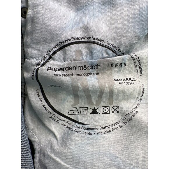 Paper Denim and Cloth Jeans Size 34 Denim Blue Distressed Fringe Hem Vintage - Picture 6 of 8